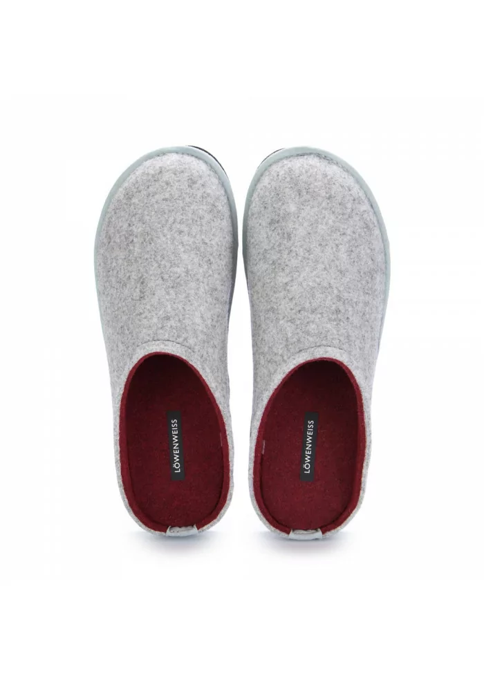 LÖWENWEISS | PANTOFOLE IN LANA COTTA GRIGIO BORDEAUX Moda