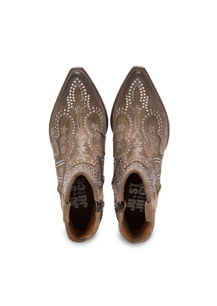 JUICE | STIVALETTI WESTERN CAMOSCIO STRASS MARRONE Vendita calda