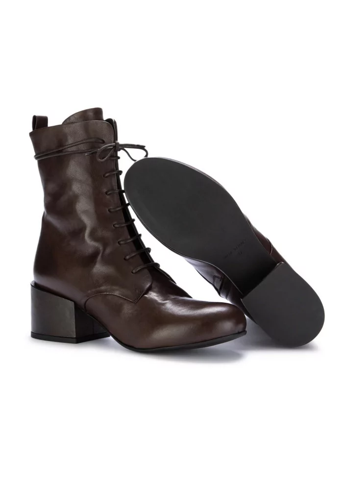 VICOLO 8 | STIVALETTI CON TACCO LACCI PELLE MARRONE Offerta