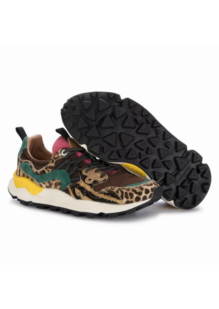 FLOWER MOUNTAIN | SNEAKERS YAMANO 3 PONY HAIR MARRONE MULTICOLORE Super sconto