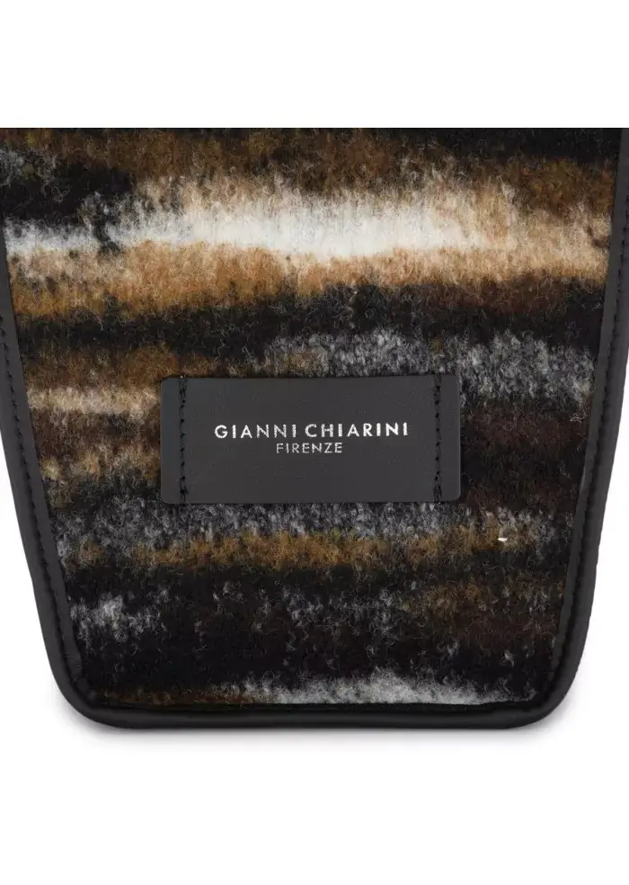 GIANNI CHIARINI | BORSA A SPALLA JACQUARD MARCELLA MARRONE NERO Trasporto libero internazionale