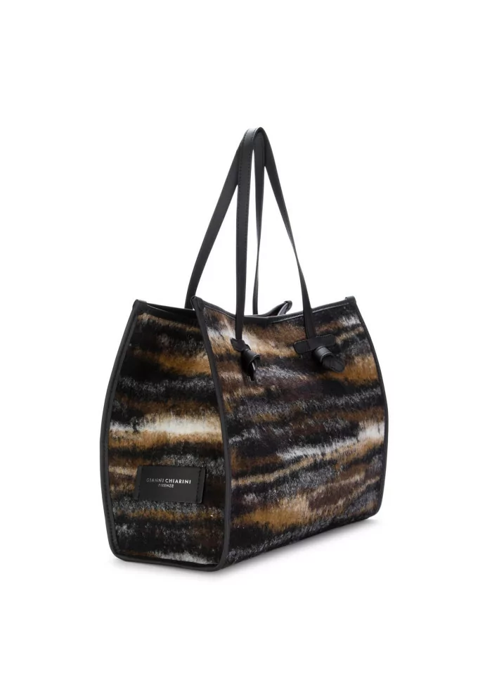 GIANNI CHIARINI | BORSA A SPALLA JACQUARD MARCELLA MARRONE NERO Trasporto libero internazionale