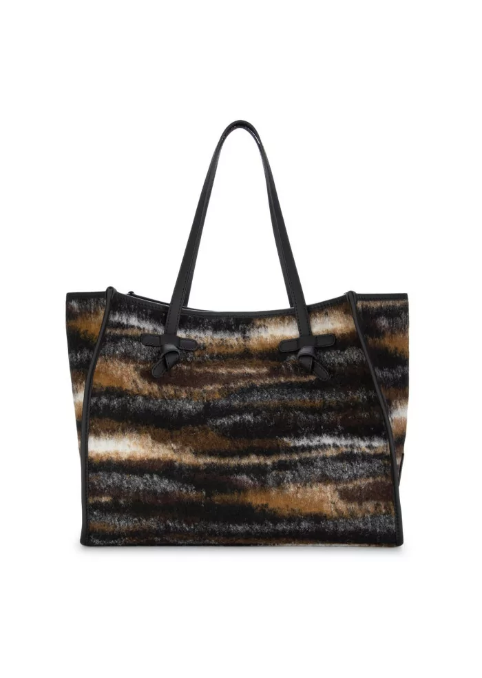 GIANNI CHIARINI | BORSA A SPALLA JACQUARD MARCELLA MARRONE NERO Trasporto libero internazionale