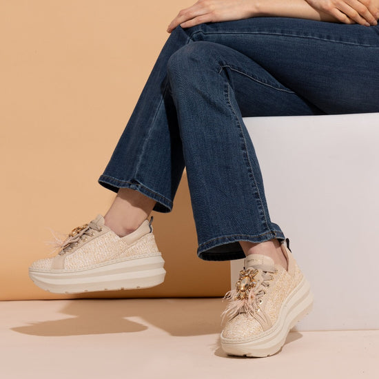 Lorenzo Mari Sneakers NEW Veronica Rafia Vendita Economica