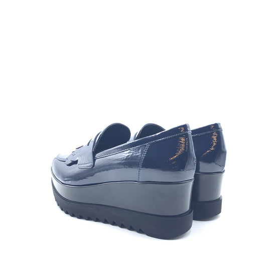 Lorenzo Mari Mocassino Clea Vernice Blu Pezzi Unici