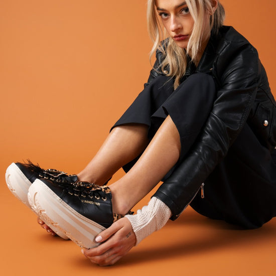 Lorenzo Mari Veronica black Leopard Prezzo Ridotto