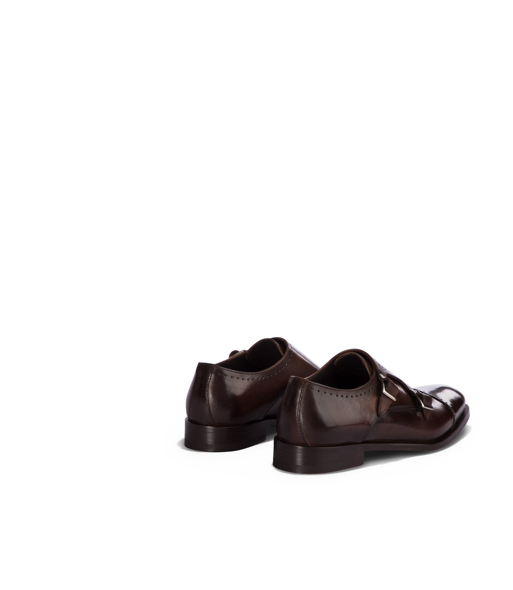 Loriblu Monk strap in pelle marrone brogue Affare Del Giorno