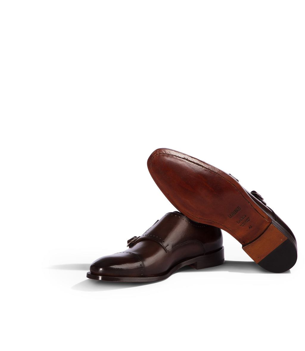 Loriblu Monk strap in pelle marrone brogue Affare Del Giorno