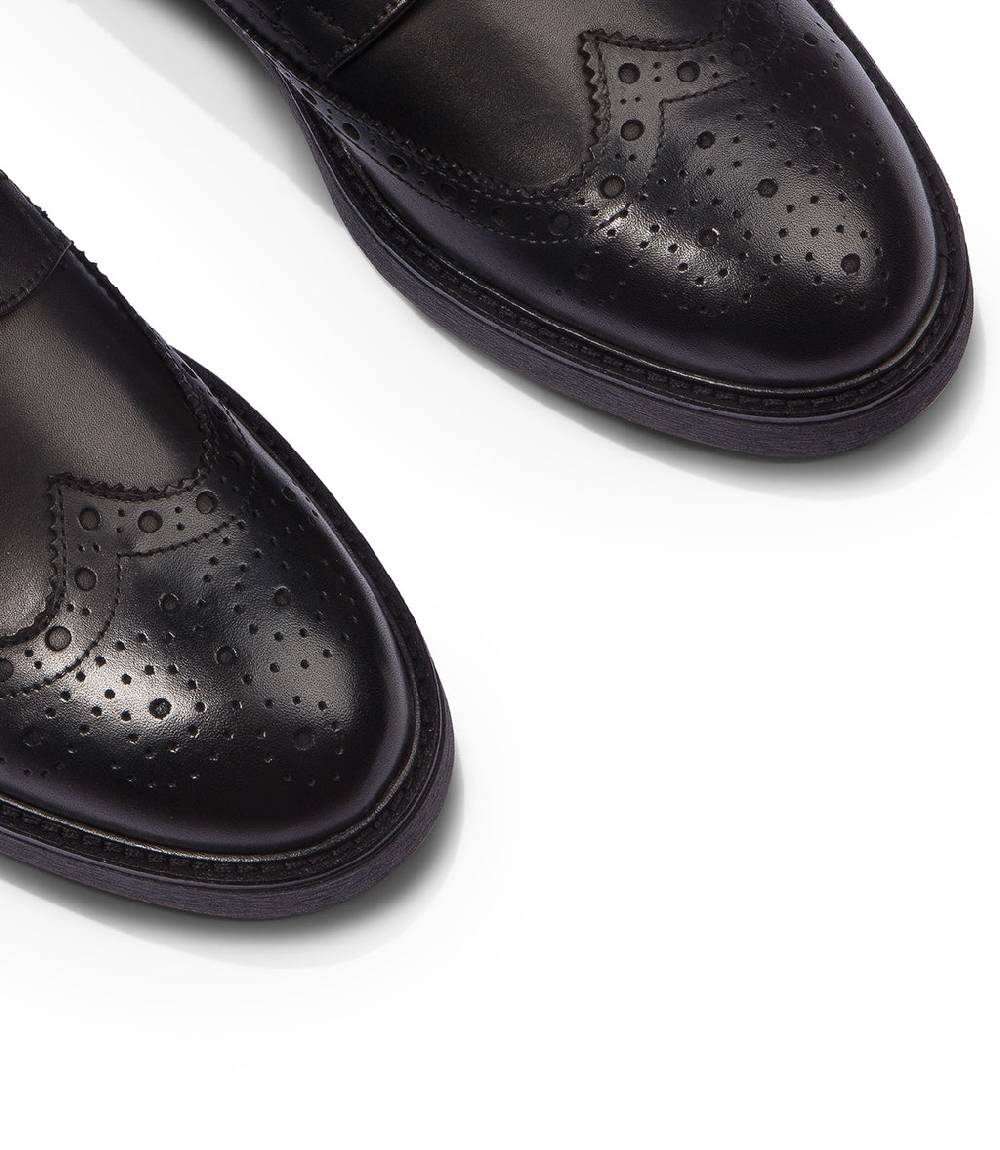 Loriblu Derby in pelle brogue nero Presa