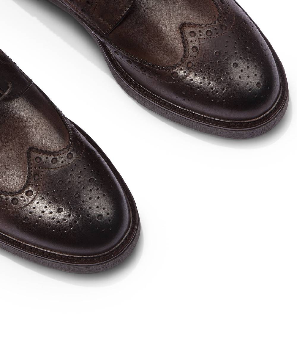 Loriblu Derby in pelle brogue marrone Offerta