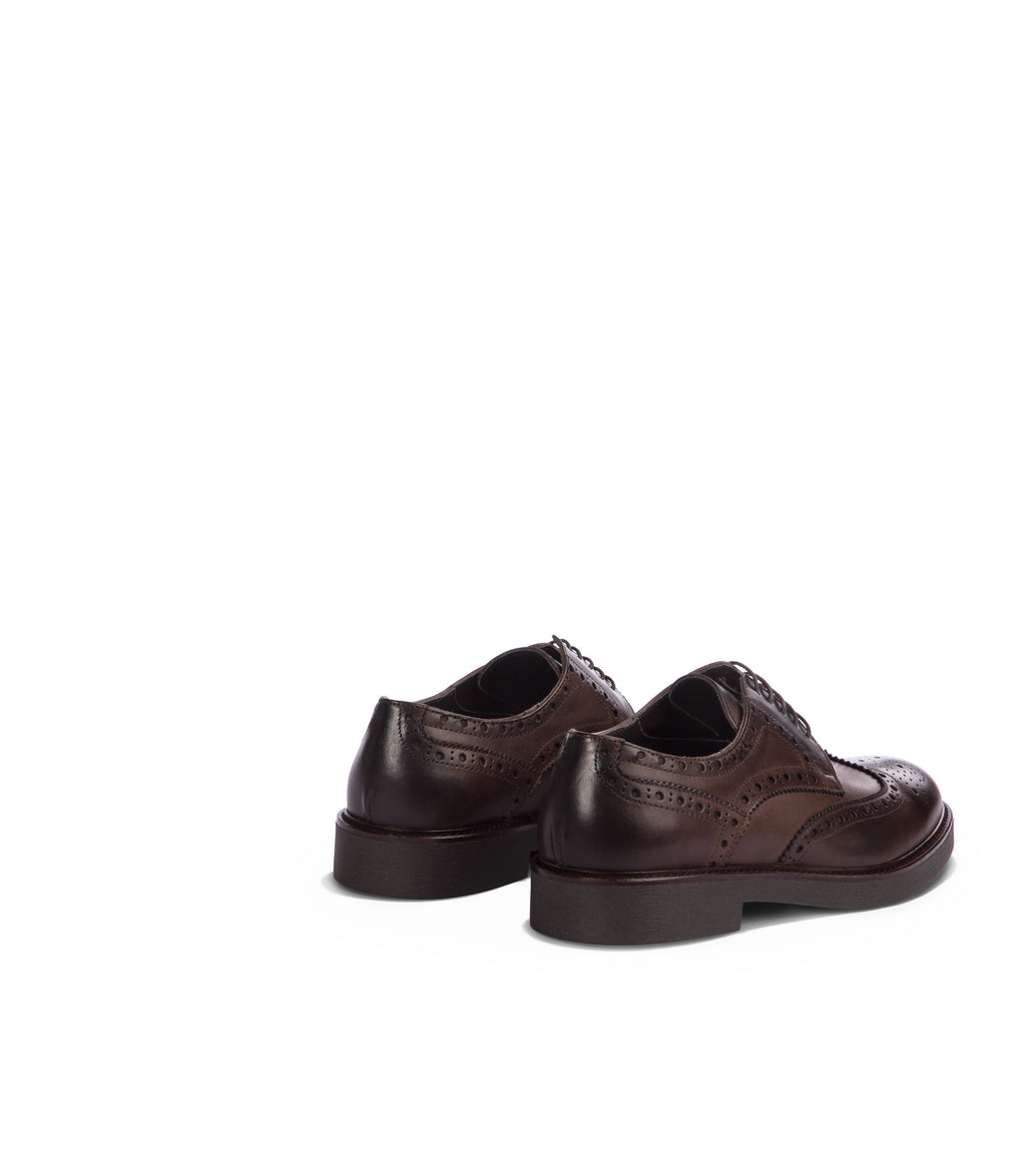 Loriblu Derby in pelle brogue marrone Offerta