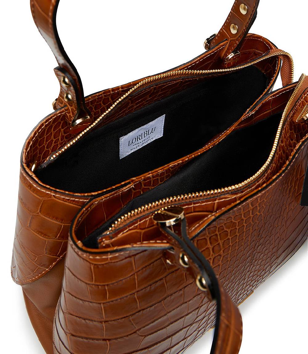 Loriblu Borsa tote cuoio in pelle stampa cocco Vendite Flash