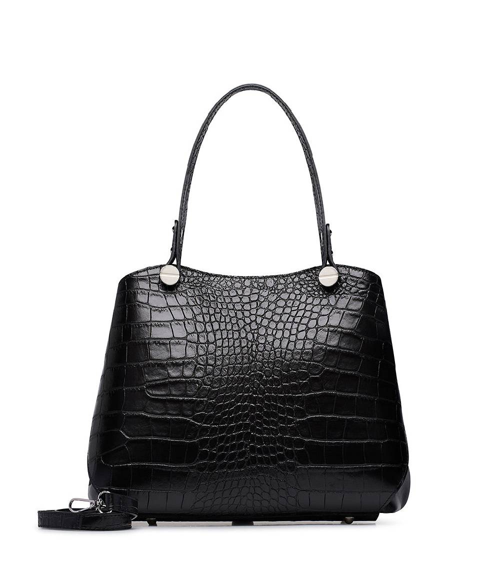 Loriblu Borsa nera in pelle stampa cocco In Saldo