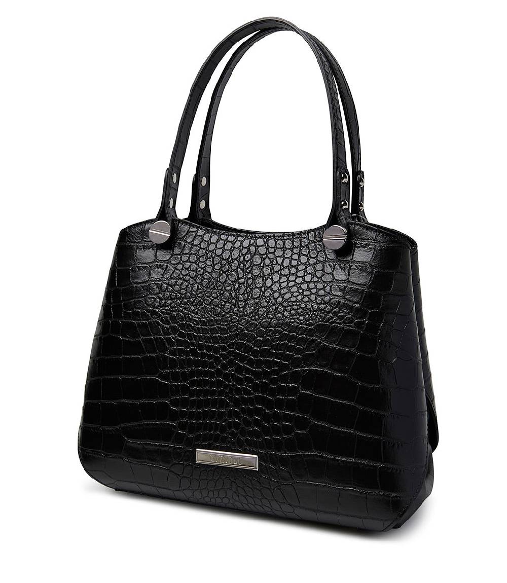 Loriblu Borsa nera in pelle stampa cocco In Saldo