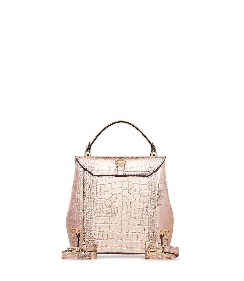 Loriblu Borsa a mano rosa in pelle laminata stampa cocco Moda