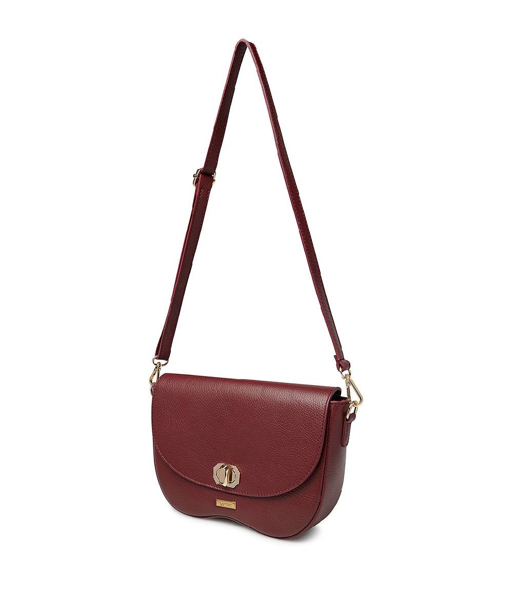 Loriblu Borsa a tracolla in pelle rosso scuro testurizzata Italy