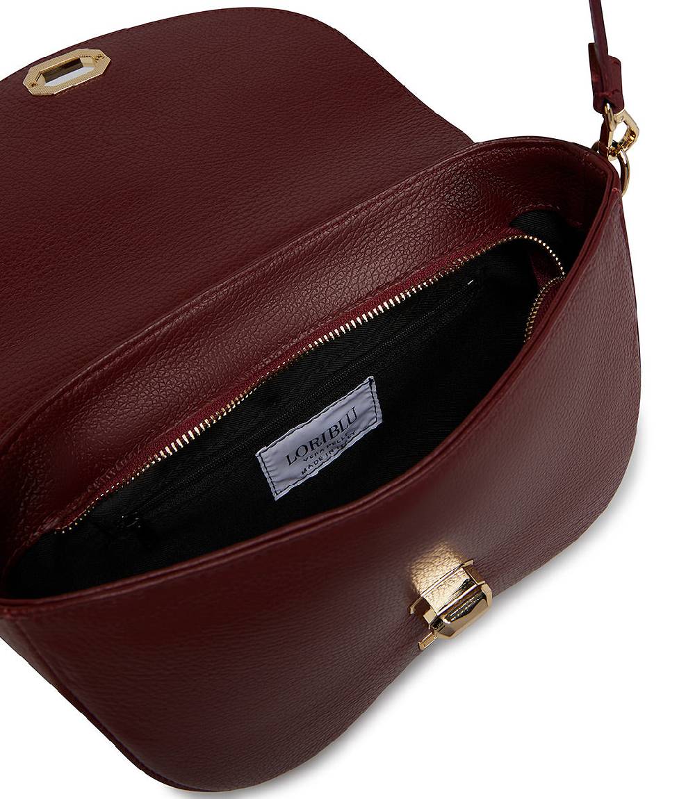 Loriblu Borsa a tracolla in pelle rosso scuro testurizzata Italy