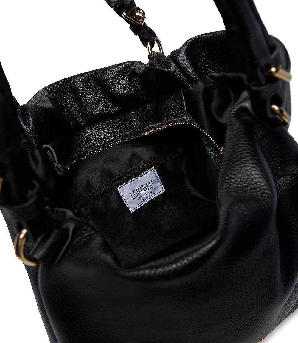 Loriblu Borsa nera in pelle martellata In Linea