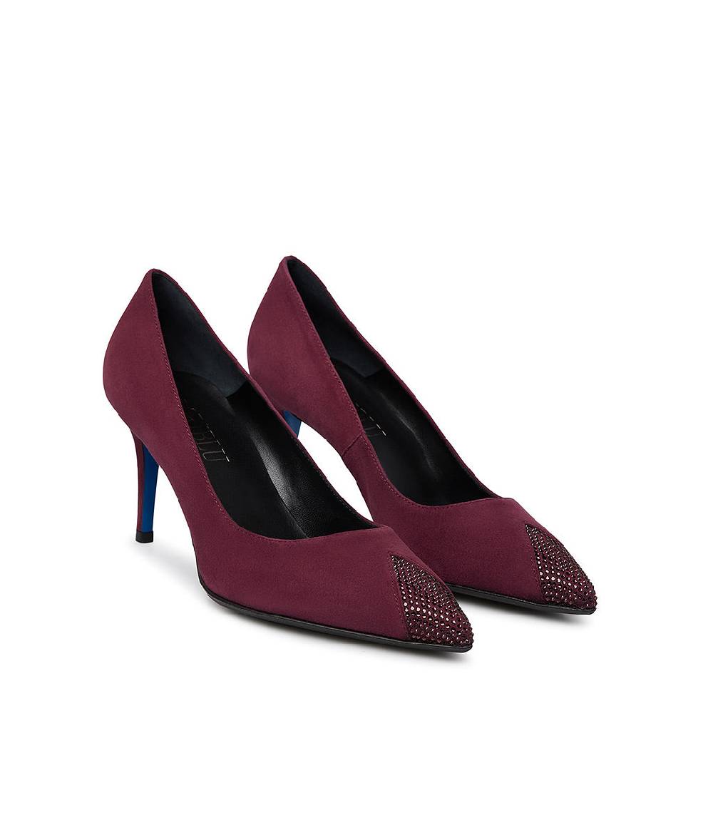 Loriblu Décolleté in camoscio borgogna con cristalli Vendita