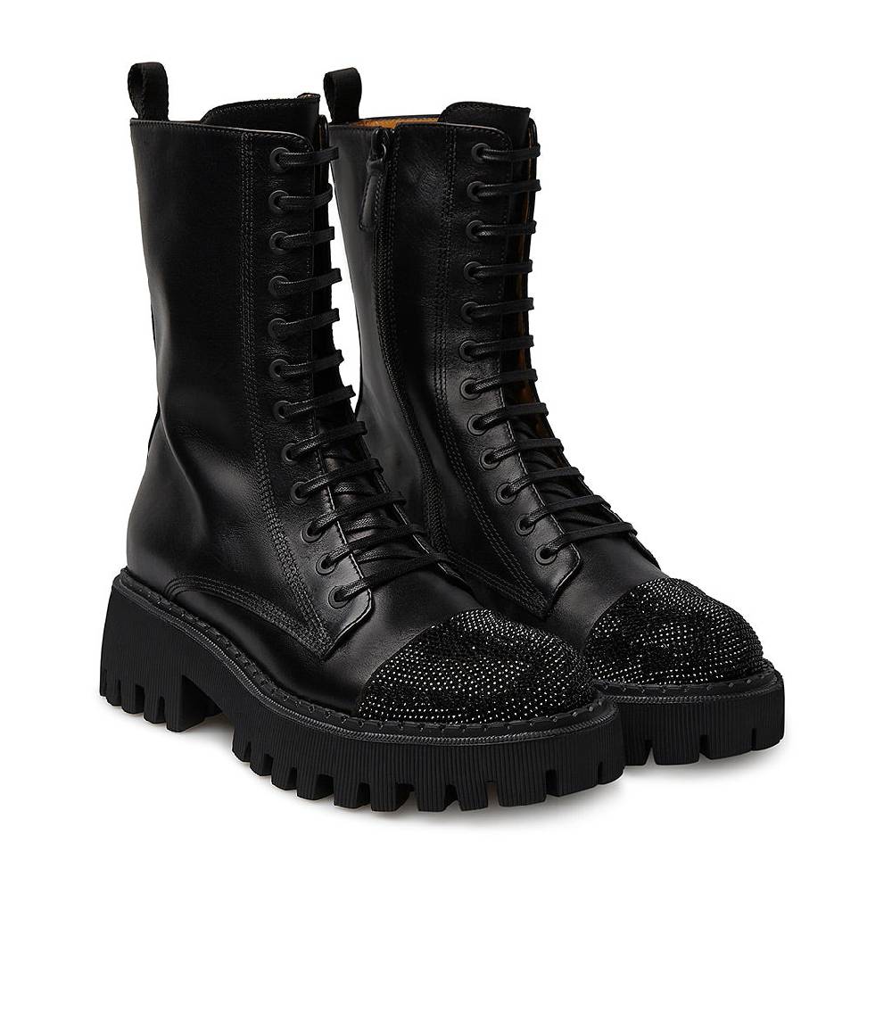 Loriblu Anfibi in vitello nero con cristalli Promozione Limitata
