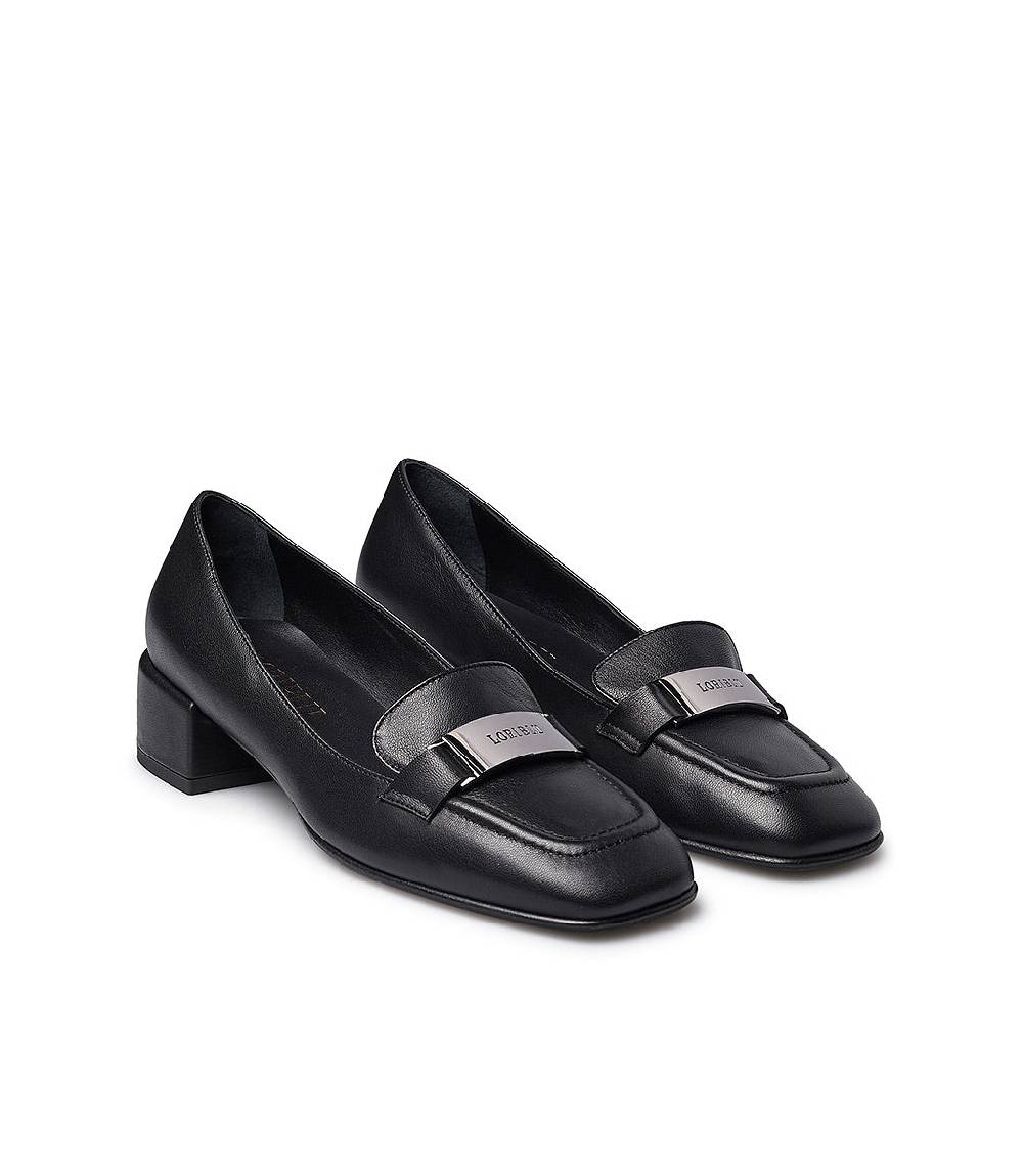 Loriblu Mocassini in nappa nera con placca logo Novità