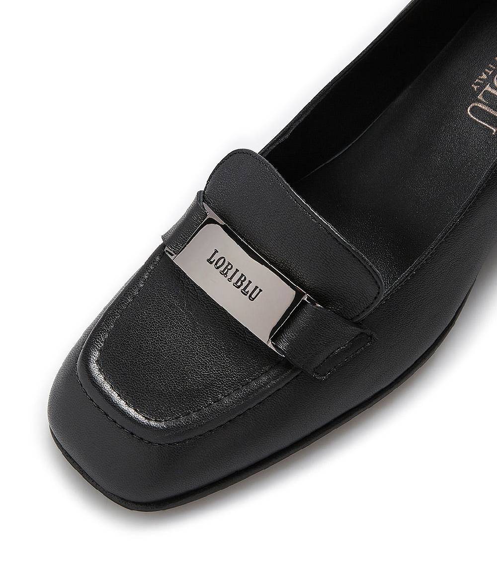 Loriblu Mocassini in nappa nera con placca logo Novità