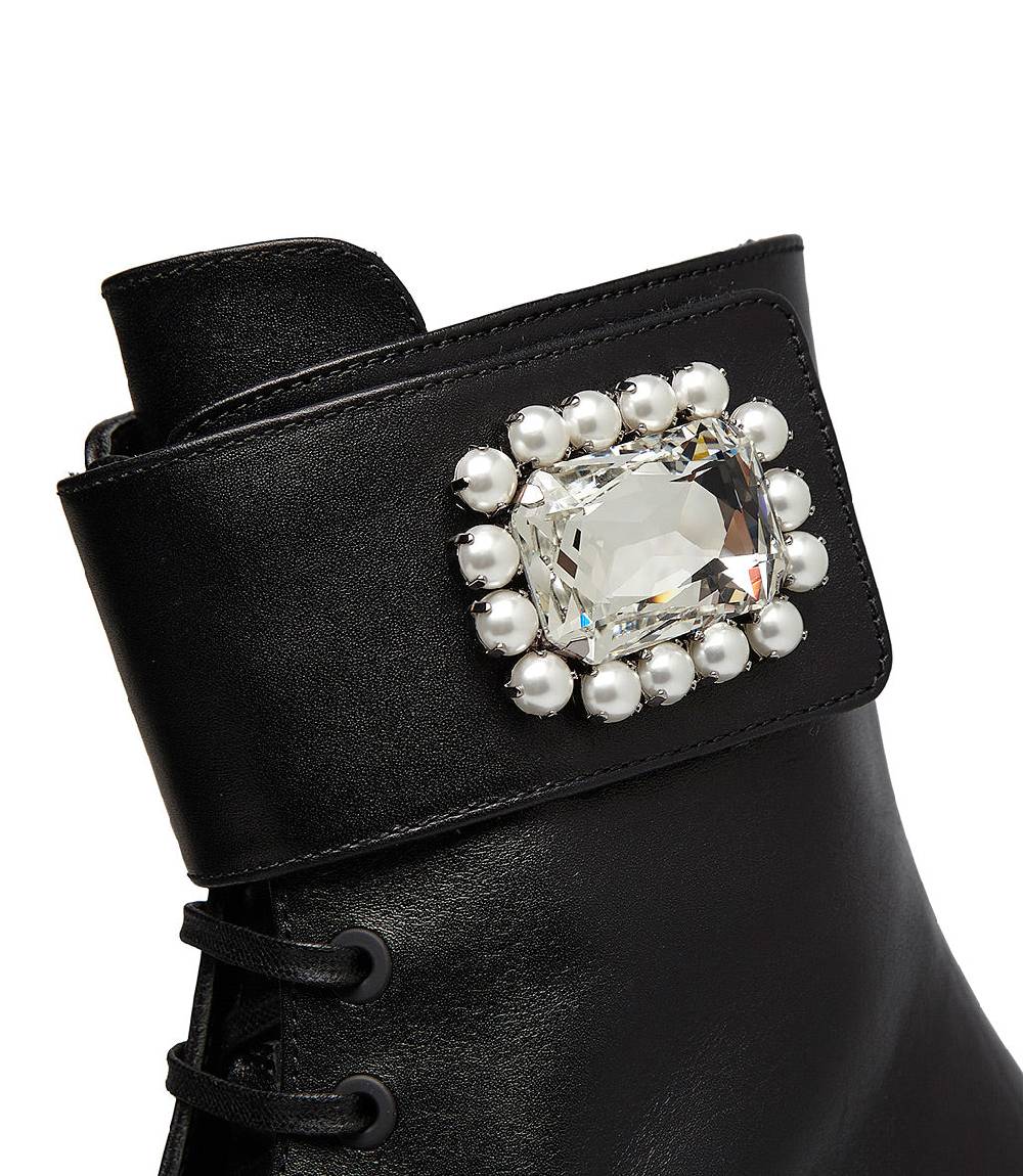 Loriblu Stivaletto in vitallo nero con fibbia-gioiello Promozione temporanea