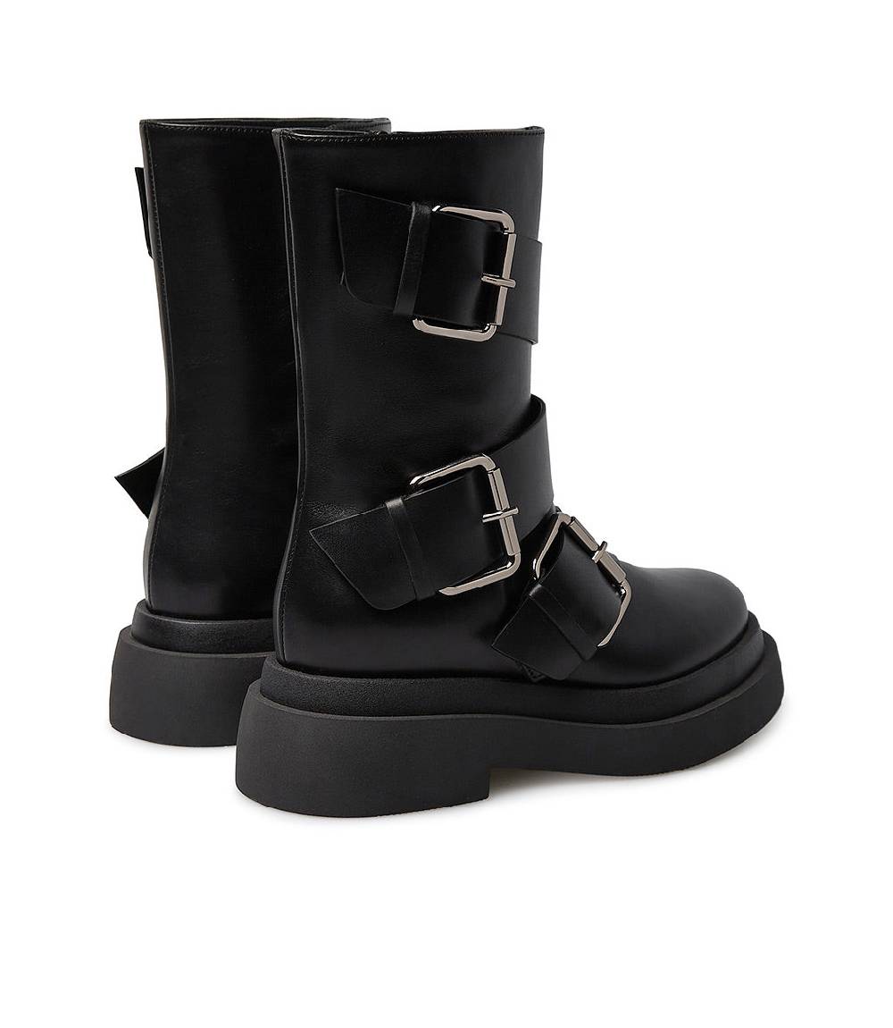 Loriblu Stivaletto in vitello nero con cinturini Fino al 50% di sconto