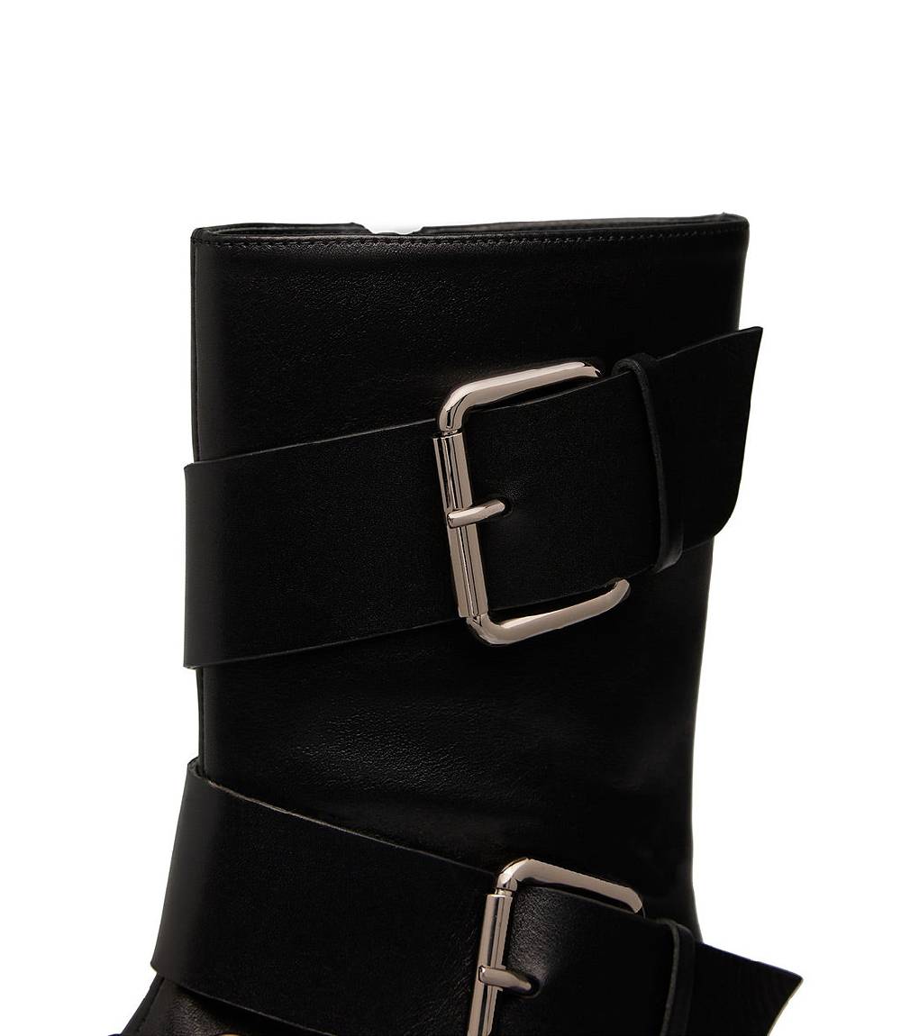 Loriblu Stivaletto in vitello nero con cinturini Fino al 50% di sconto