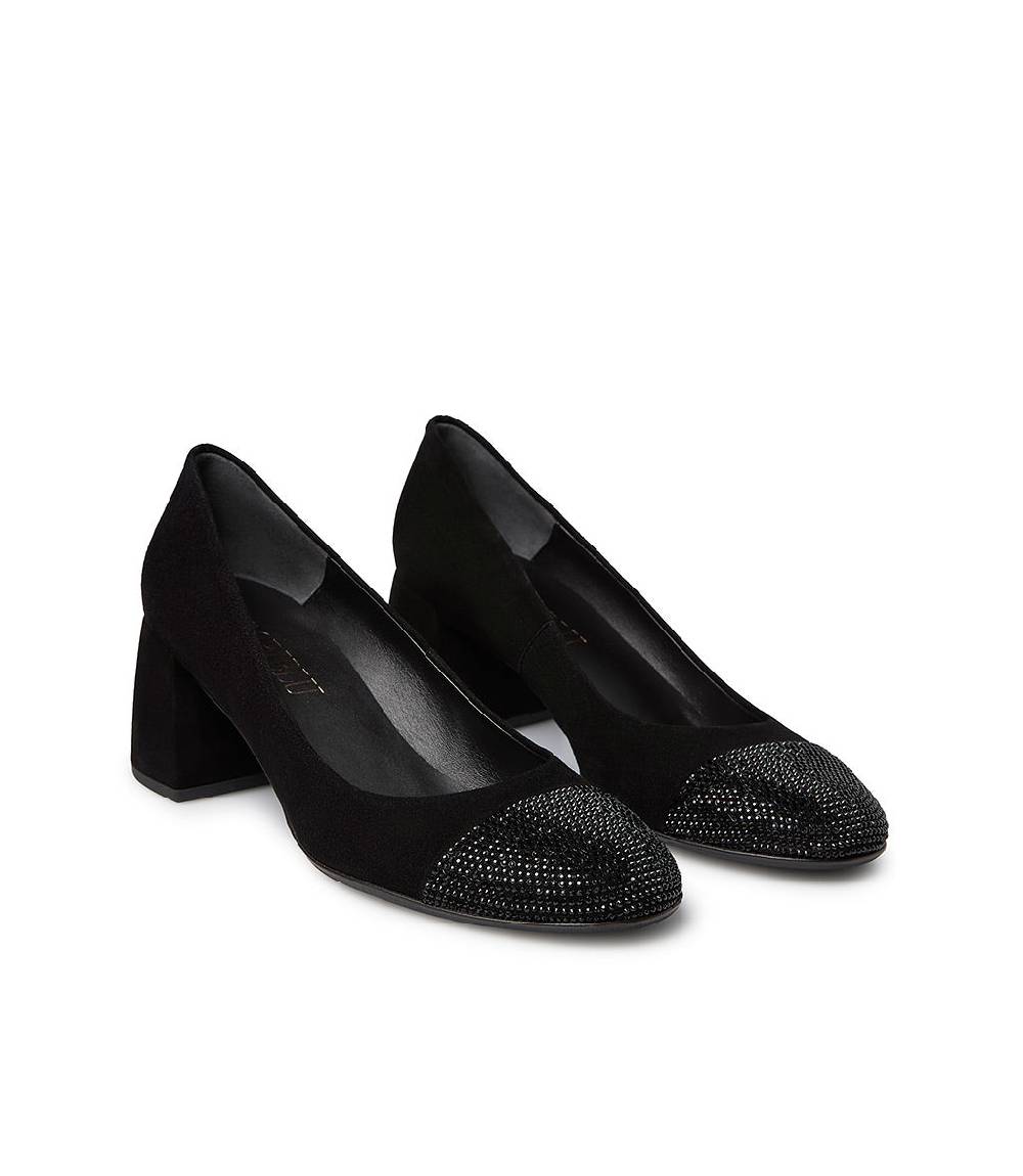 Loriblu Décolleté in camoscio nero con cristalli Hotsell