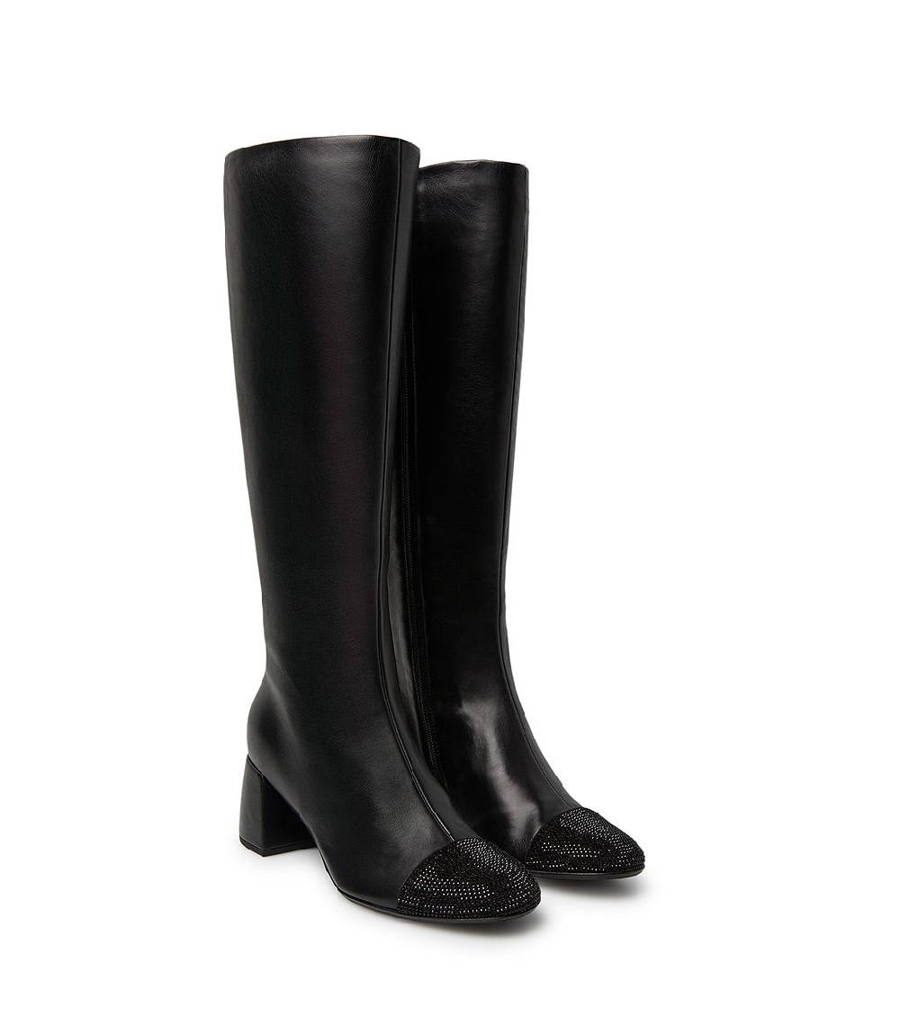 Loriblu Stivale in nappa nera con cristalli Saldi Di Fabbrica