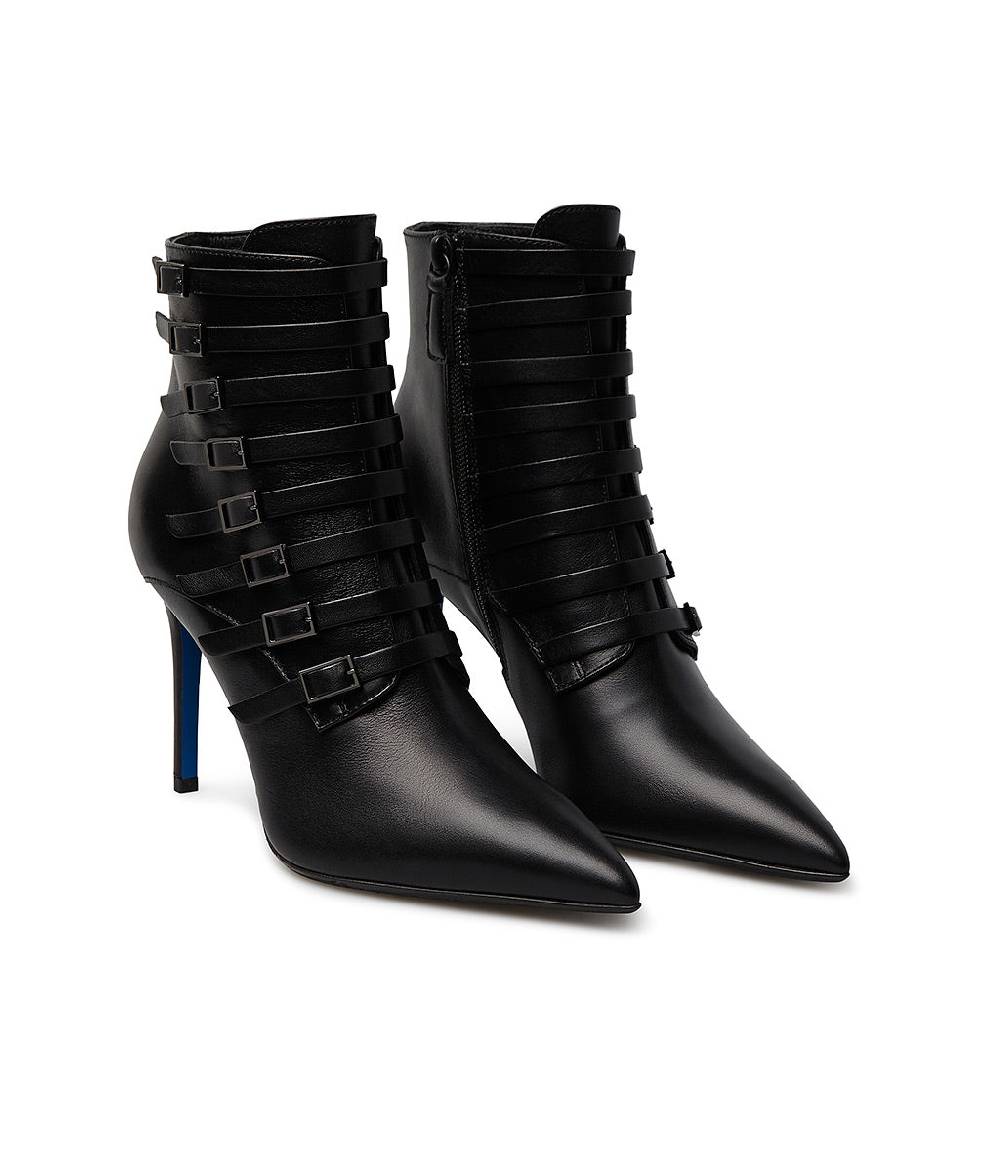 Loriblu Stivaletto in nappa nera con cinturini In vendita