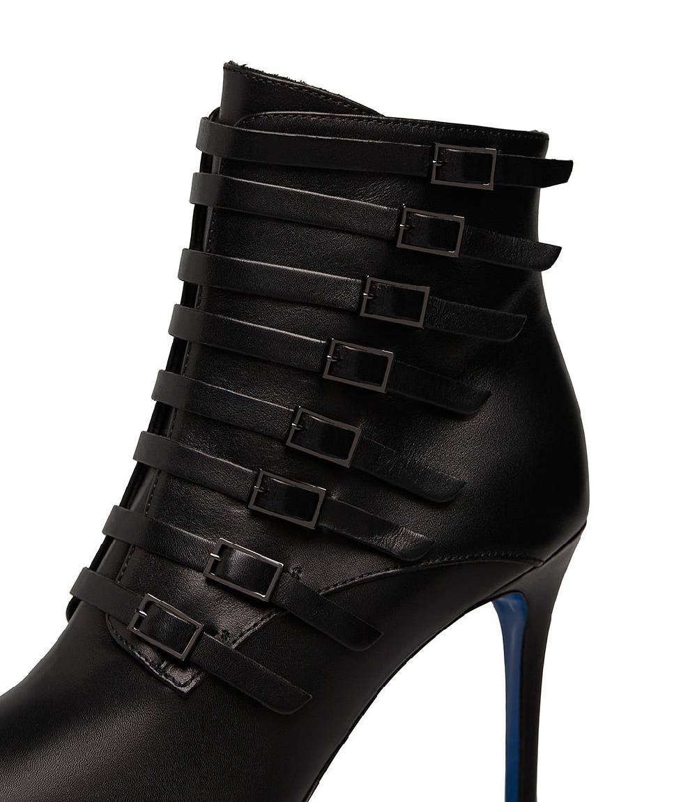 Loriblu Stivaletto in nappa nera con cinturini In vendita
