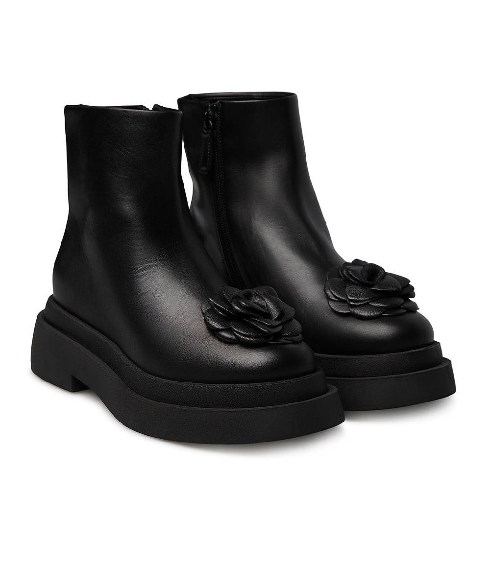 Loriblu Stivaletto in vitello nero con fiore 50% di sconto per tempo limitato