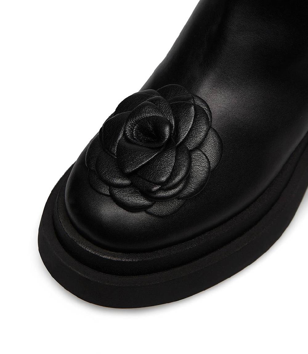 Loriblu Stivaletto in vitello nero con fiore 50% di sconto per tempo limitato