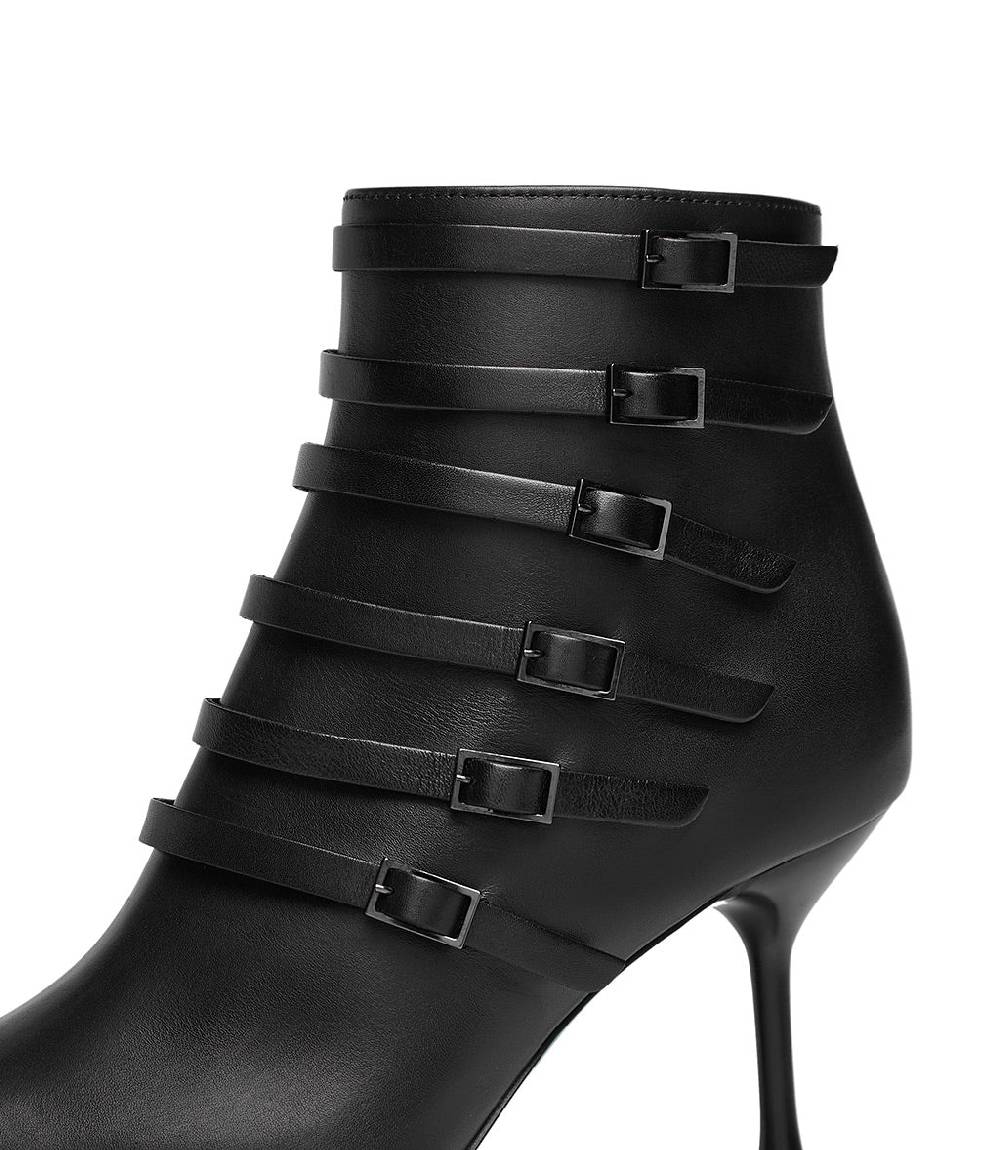 Loriblu Stivaletto in nappa nera con cinturini In Linea