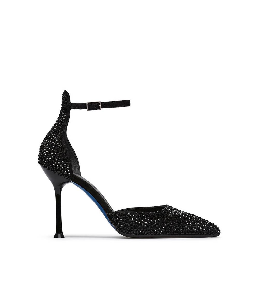 Loriblu Décolleté gioiello in raso nero con cristalli all-over Novità