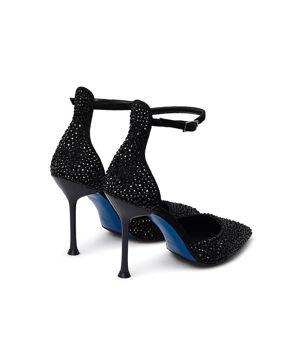 Loriblu Décolleté gioiello in raso nero con cristalli all-over Novità