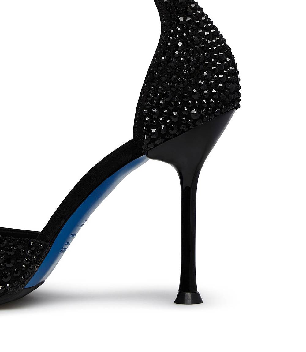 Loriblu Décolleté gioiello in raso nero con cristalli all-over Novità