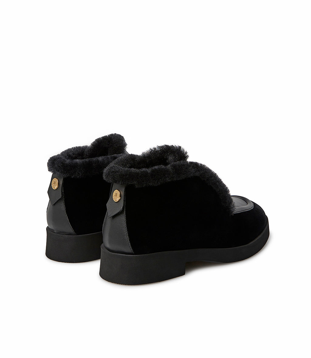 Loriblu Mocassini in camoscio e nappa nera con fodera shearling Convenienza