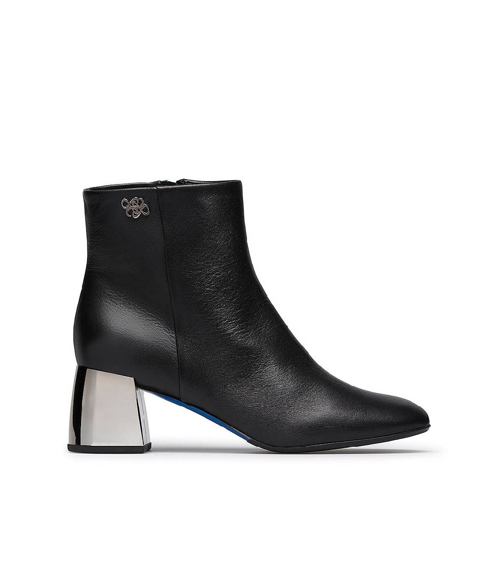 Loriblu Stivaletto in nappa nera con tacco metal argento Novità