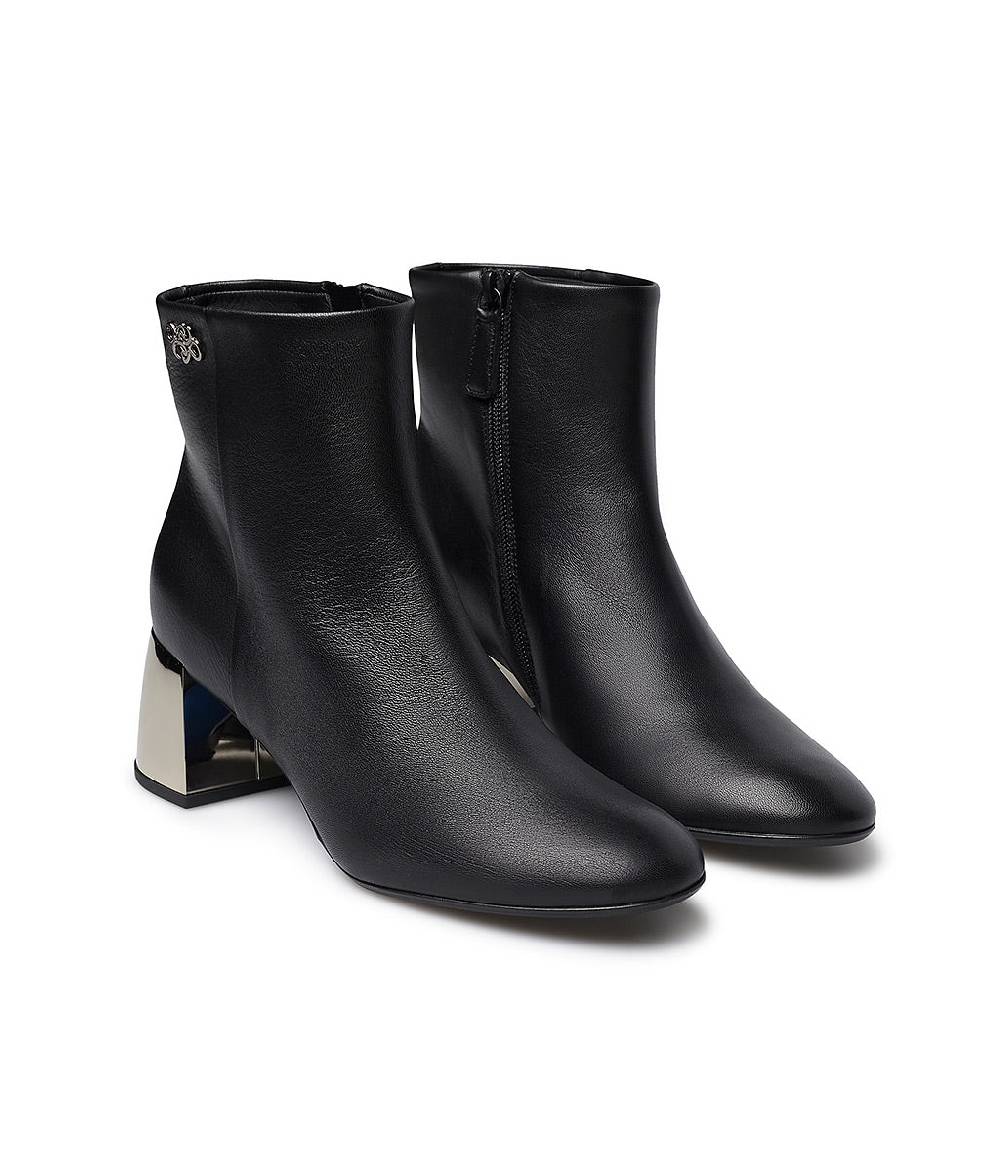 Loriblu Stivaletto in nappa nera con tacco metal argento Novità