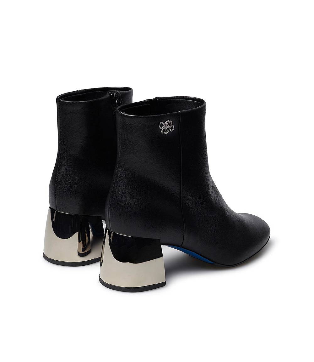 Loriblu Stivaletto in nappa nera con tacco metal argento Novità