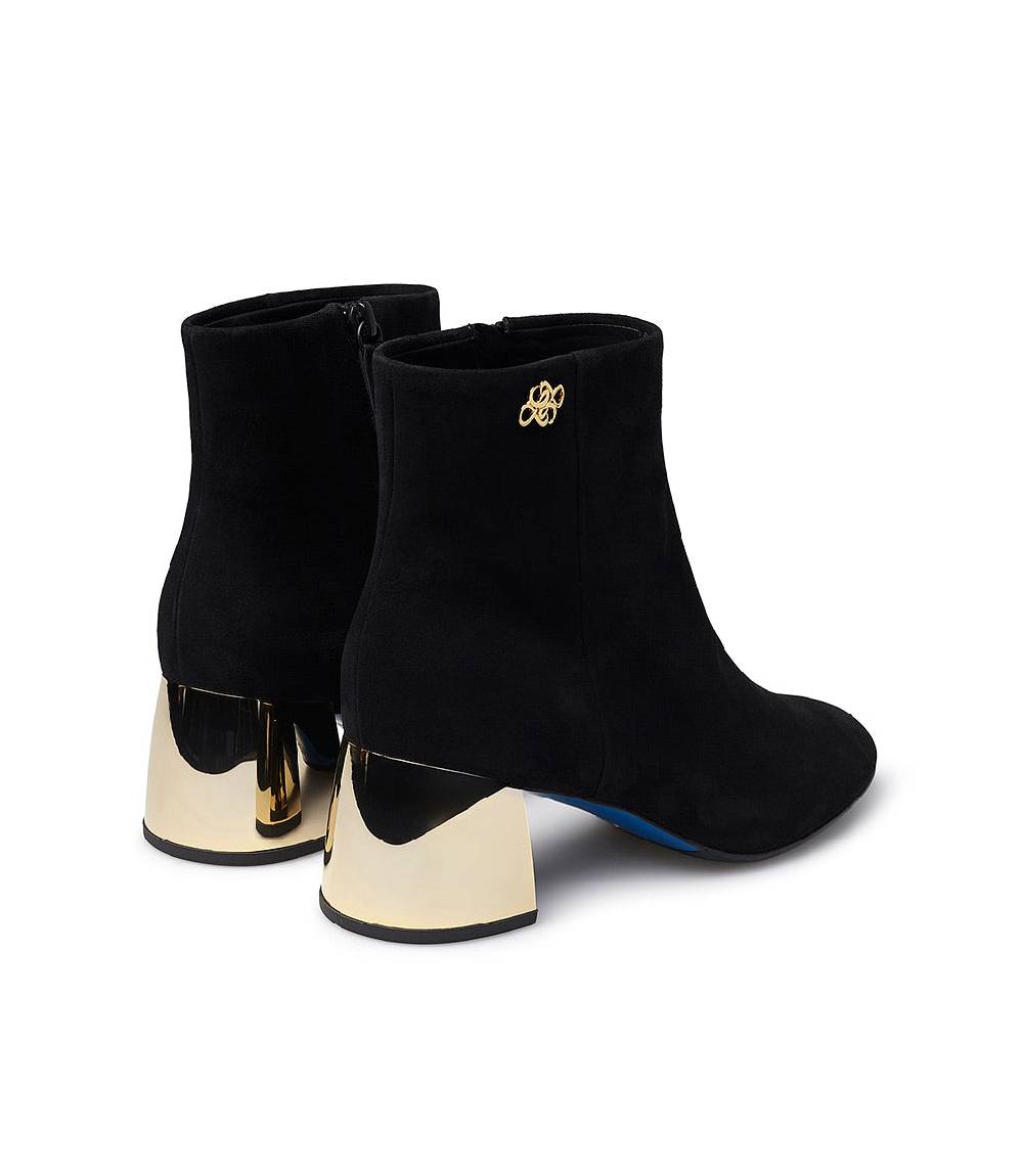 Loriblu Stivaletto in camoscio nero con tacco metal oro Presa