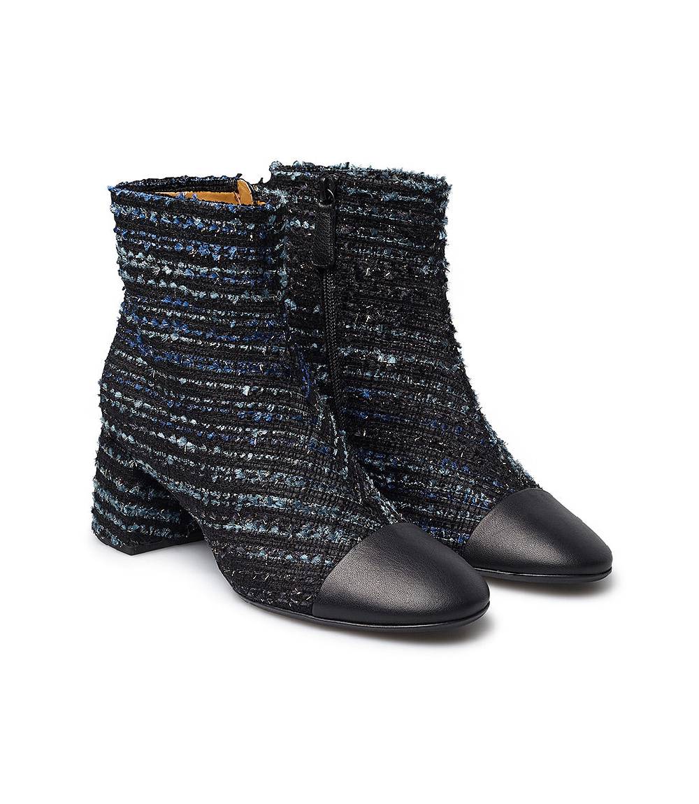 Loriblu Stivaletto in tessuto tweed e nappa blu Sconto
