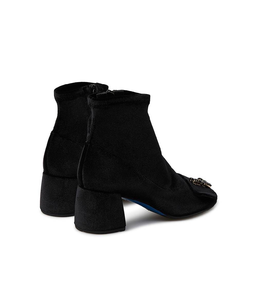 Loriblu Stivaletti in velluto nero con Logo Signature cristalli Offerta