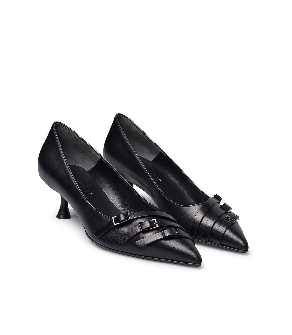 Loriblu Décolleté in nappa nera con cinturini Online
