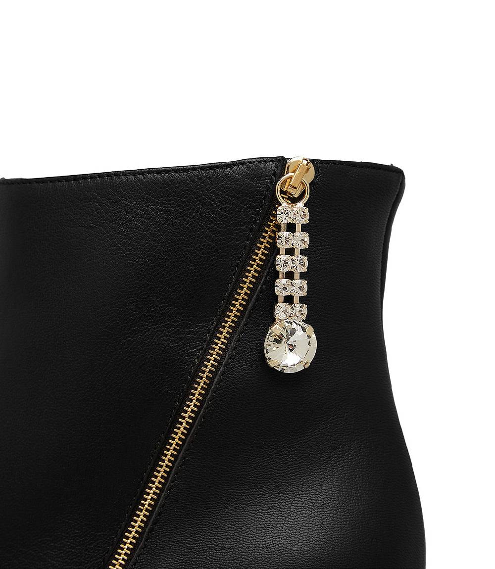 Loriblu Stivaletto in nappa nera con zip decorativa oro Saldi Di Fabbrica
