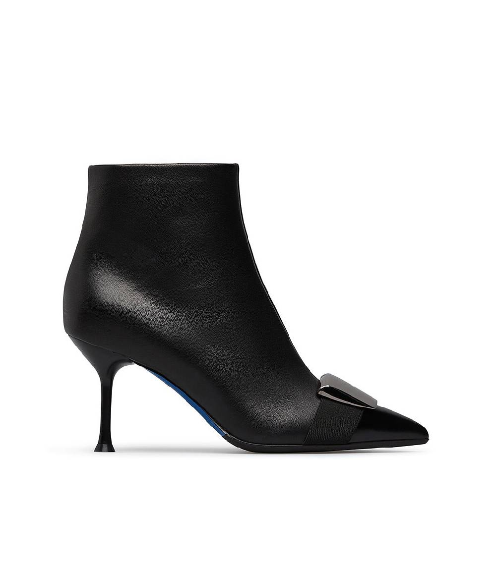 Loriblu Stivaletto in nappa nera con placca Logo metal Vendite Flash