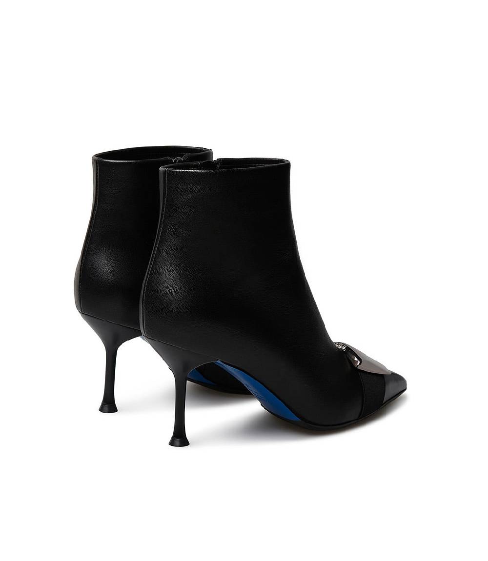 Loriblu Stivaletto in nappa nera con placca Logo metal Vendite Flash